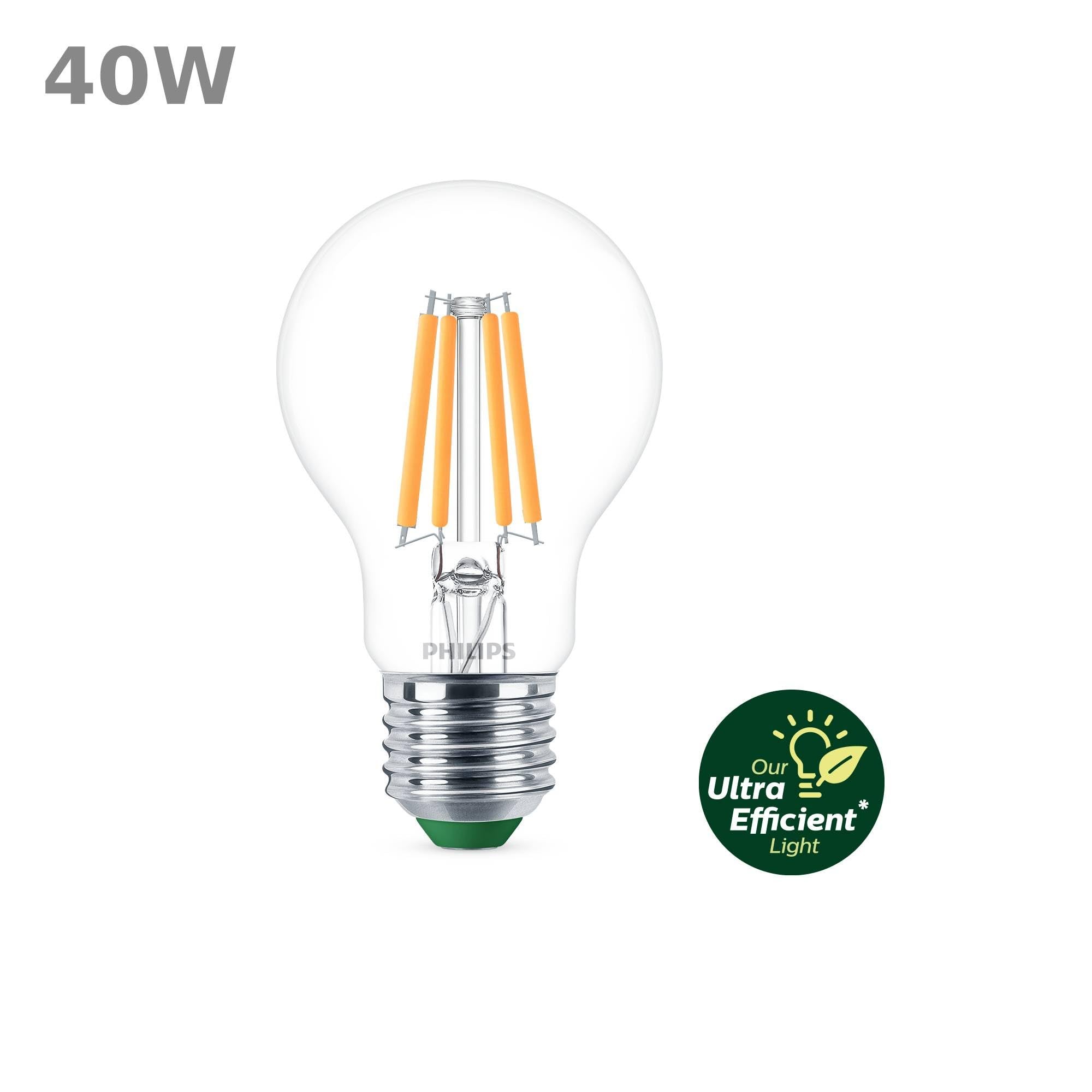 PHILIPS LED Lampadina Goccia a Filamento Classe A Ultra Efficiente, 3 Pezzi, 40W, E27, Luce Bianca Calda - 4