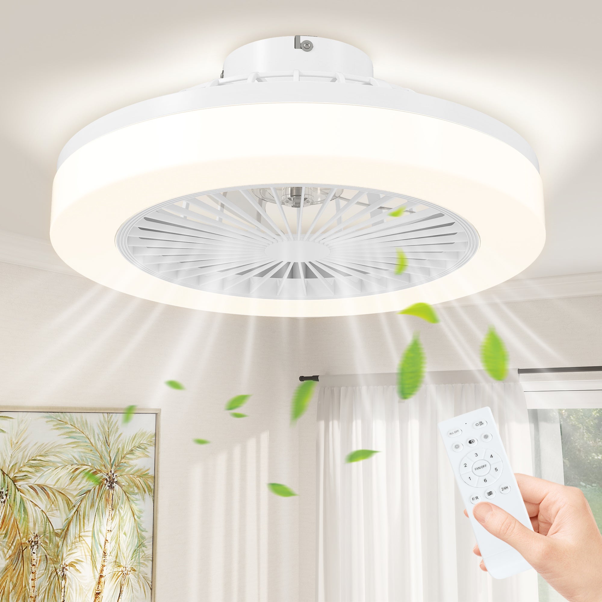 BEPER P206VEN640 Ventilateur Plafond Avec Lumière LED 40W - Télécommande, 3 Vitesses, Blanc