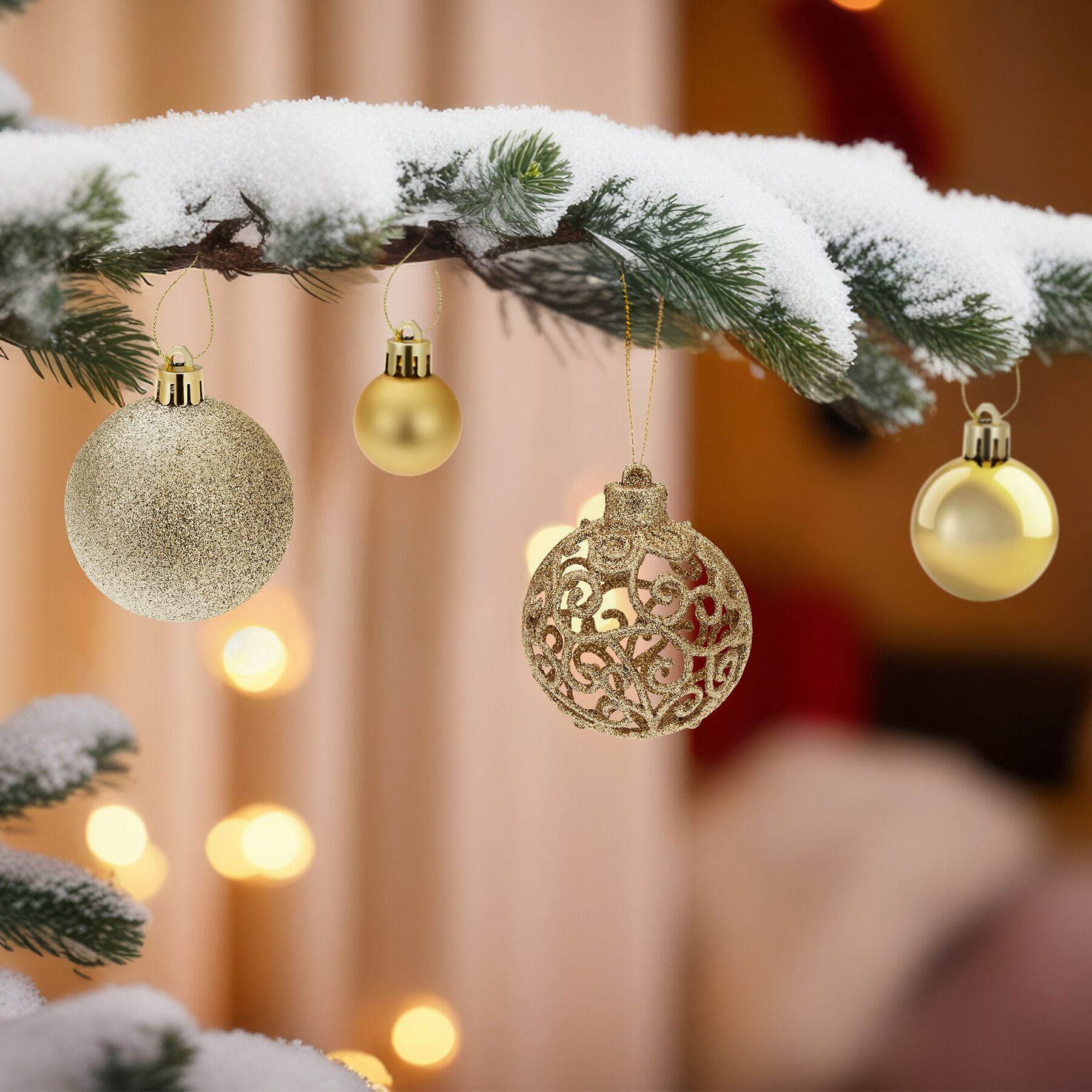 Lot de 100 boules de Noël en plastique mates, brillantes ou pailletées de 3, 4 ou 6 cm de diamètre TECTAKE - 2