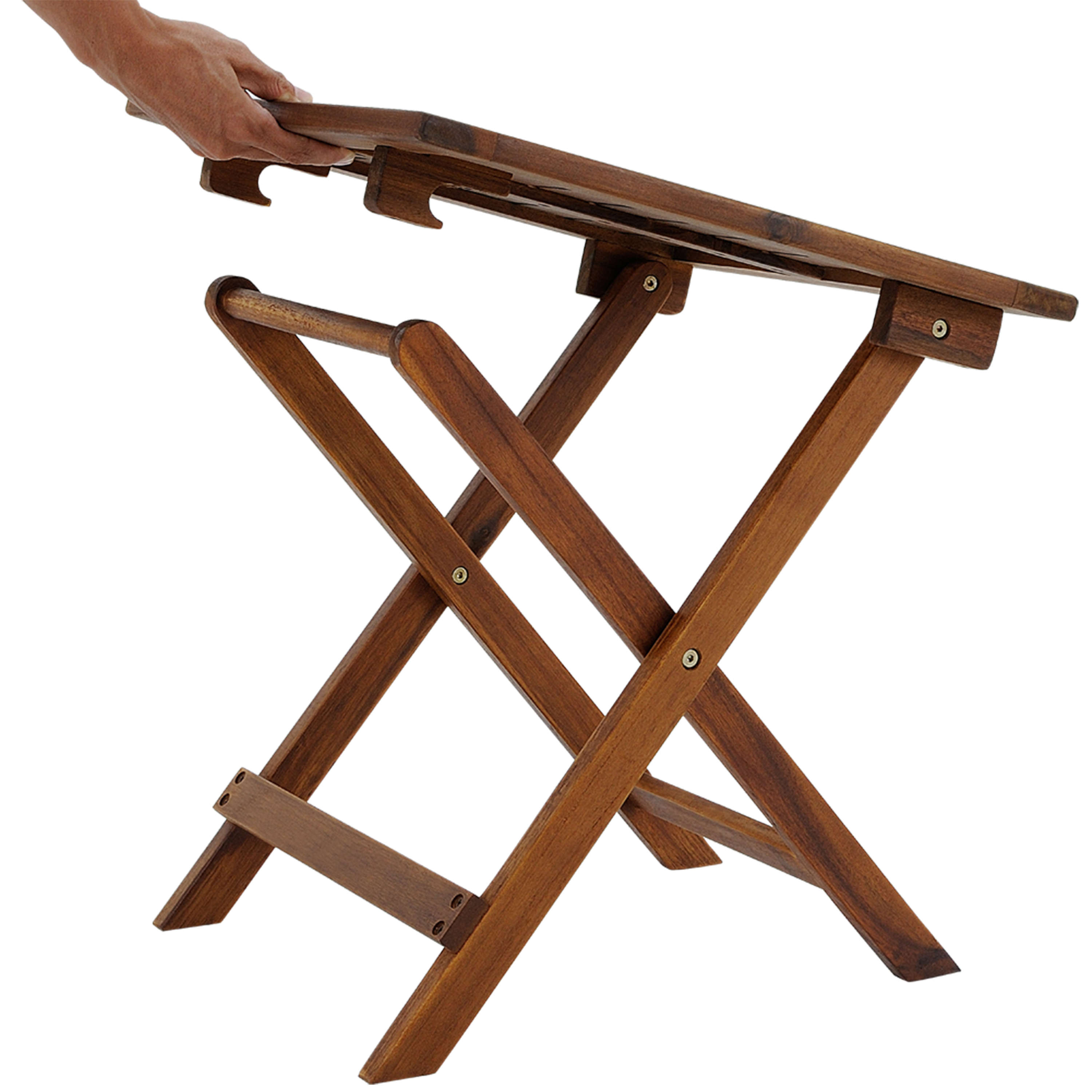Table d'appoint de jardin en bois d'acacia 46x46cm pliable - 2