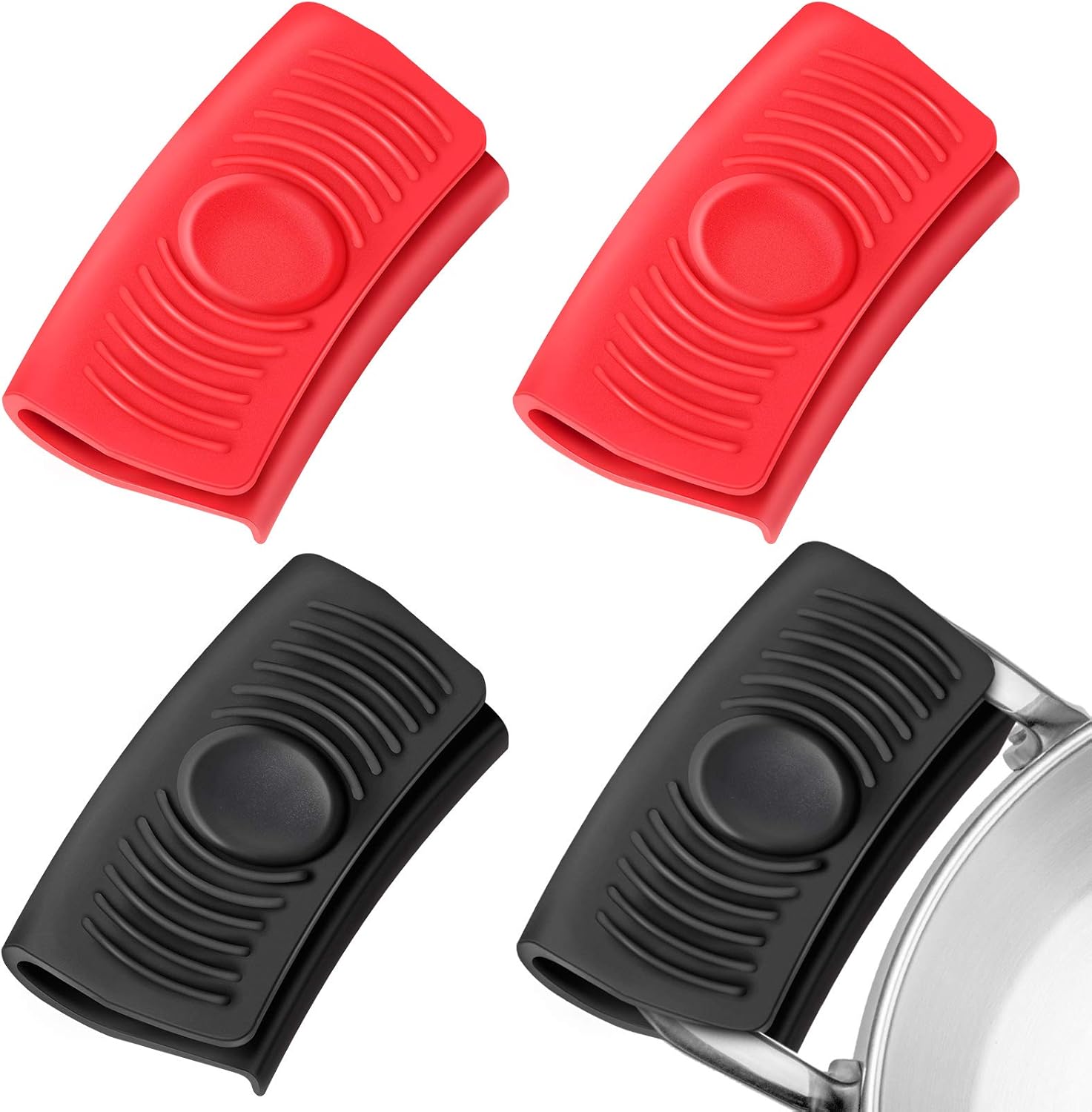 Set de 4 mânere din silicon pentru tigăi, tigăi, plite și ustensile de ...