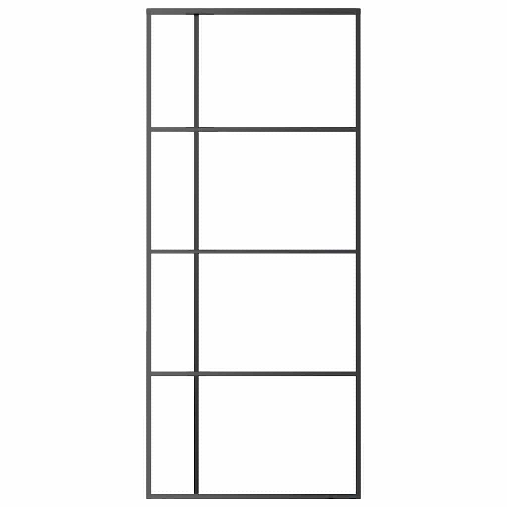 vidaXL Porte coulissante Verre ESG dépoli et aluminium 90x205 cm Noir - 3