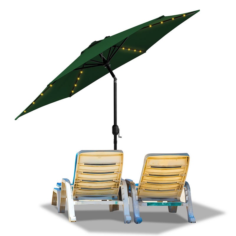 Parasol ogrodowy z korbką i diodą LED, Ø 270 cm, zielony