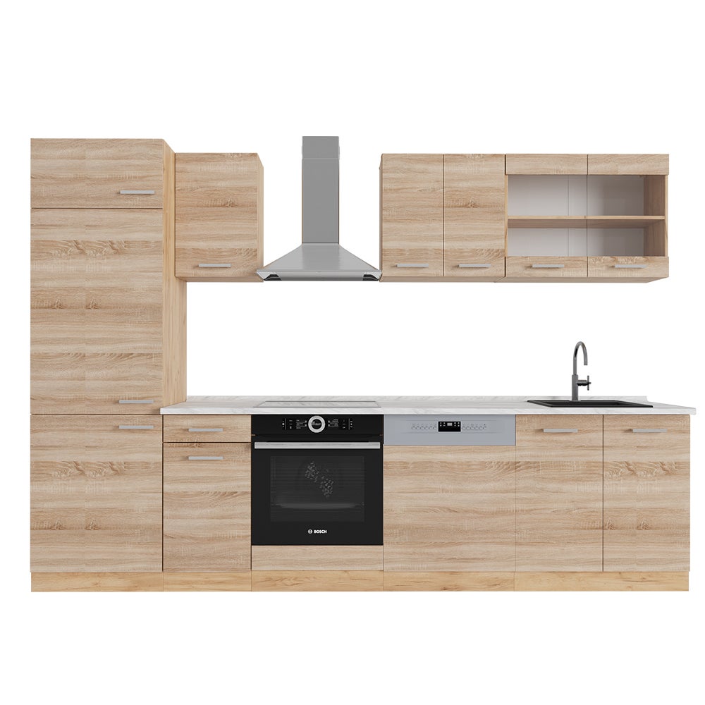 Vicco Aneks kuchenny R-Line, Dąb Sonoma/Goldkraft, 300 cm , BP Marmur