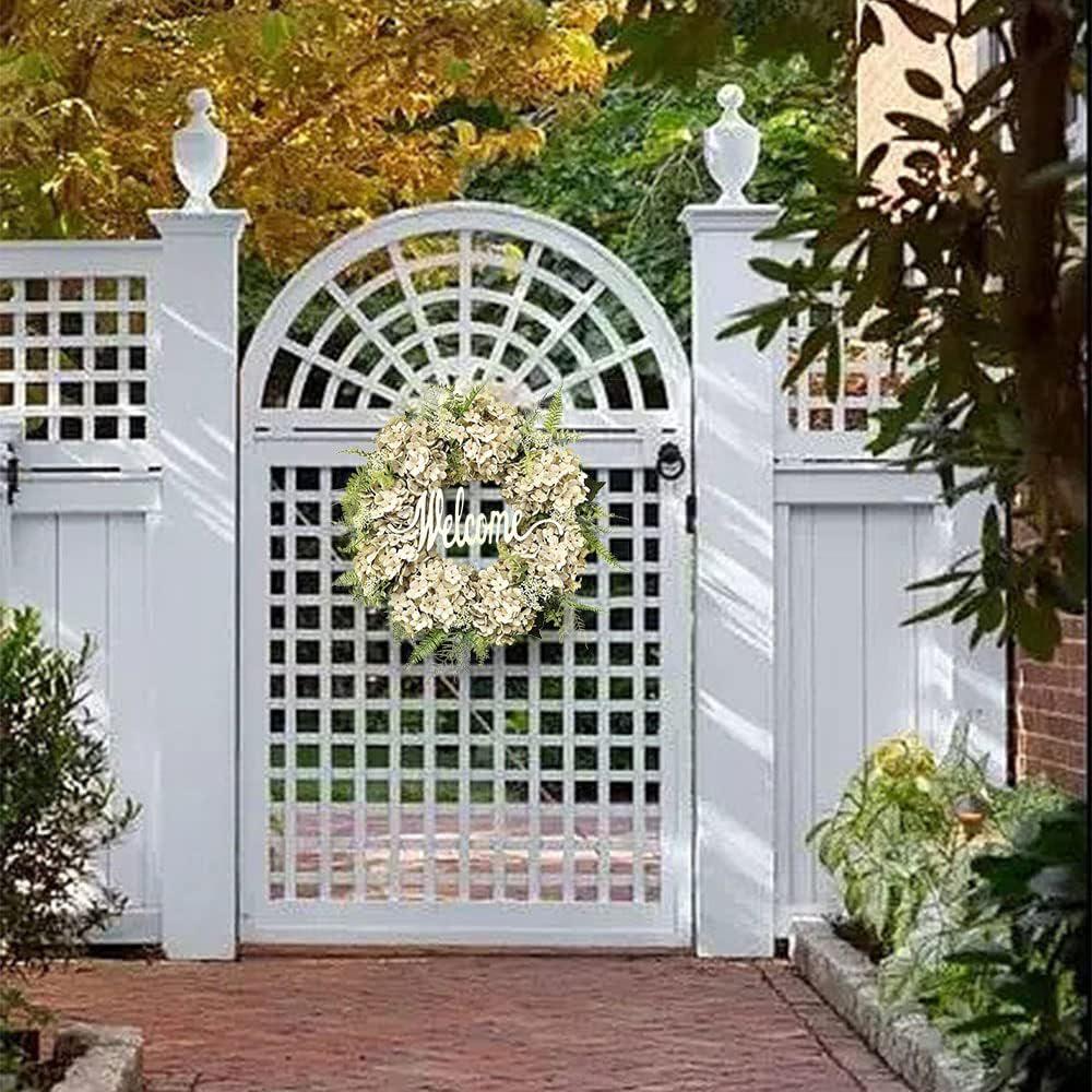Ghirlanda Di Benvenuto Per Porta Con Eucalipto Verde E Cartello | Decorazione Artificiale 43,2 Cm Per Esterno/ Interno, Con Gancio E Biadesivo - 4