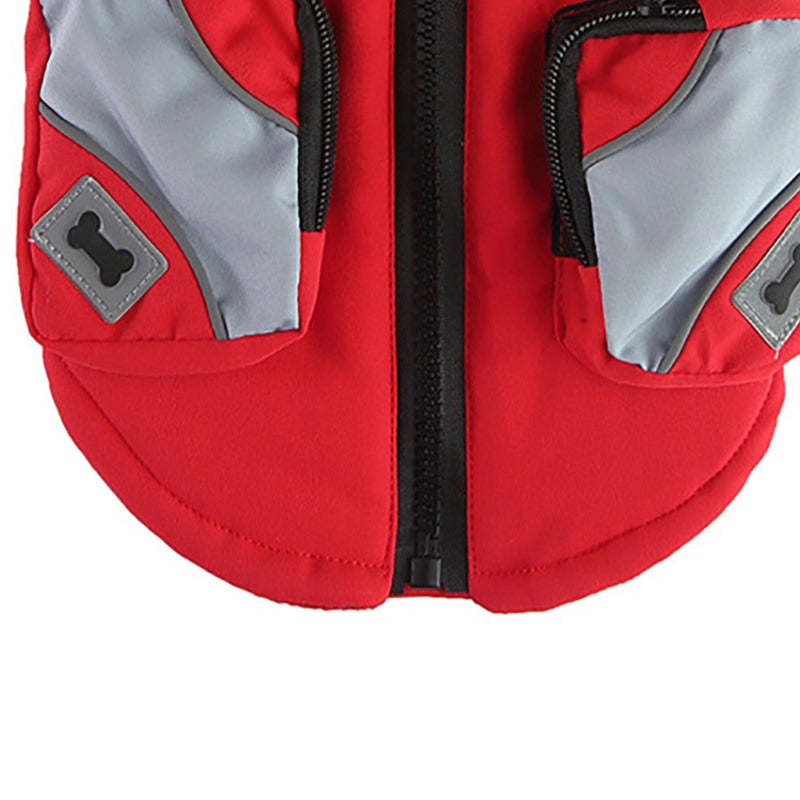 Colete para animais de estimação/roupa para cachorro, jaqueta com zíper, roupa de inverno (vermelho, tamanho GG) - 9