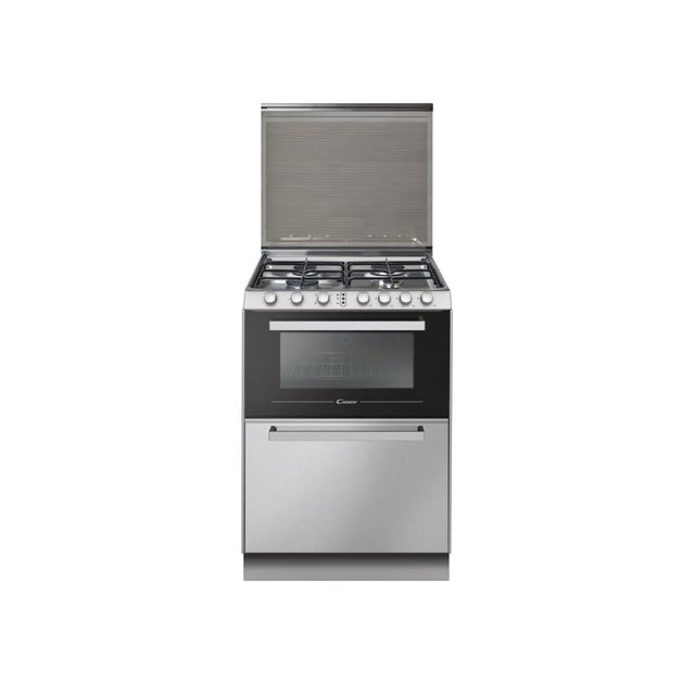 Cucina Candy Trio 4GXNT/1 Piano Cottura 4 Fuochi a Gas Forno Elettrico Lavastoviglie 6 Coperti Classe E Argento