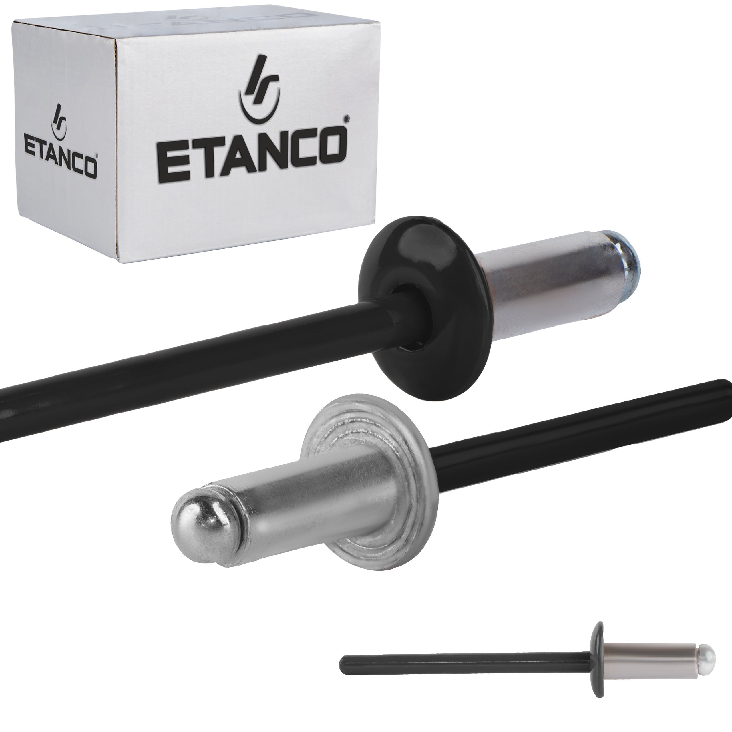 Nity otwarte aluminiowe Etanco Lakierowane RAL 9005 4,0x10 mm 500szt