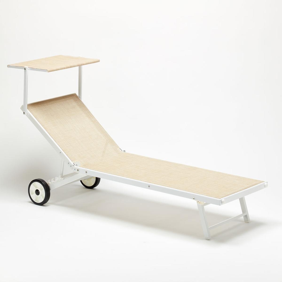 2 Bains de soleil avec roues transats piscine jardin aluminium Alabama - 3