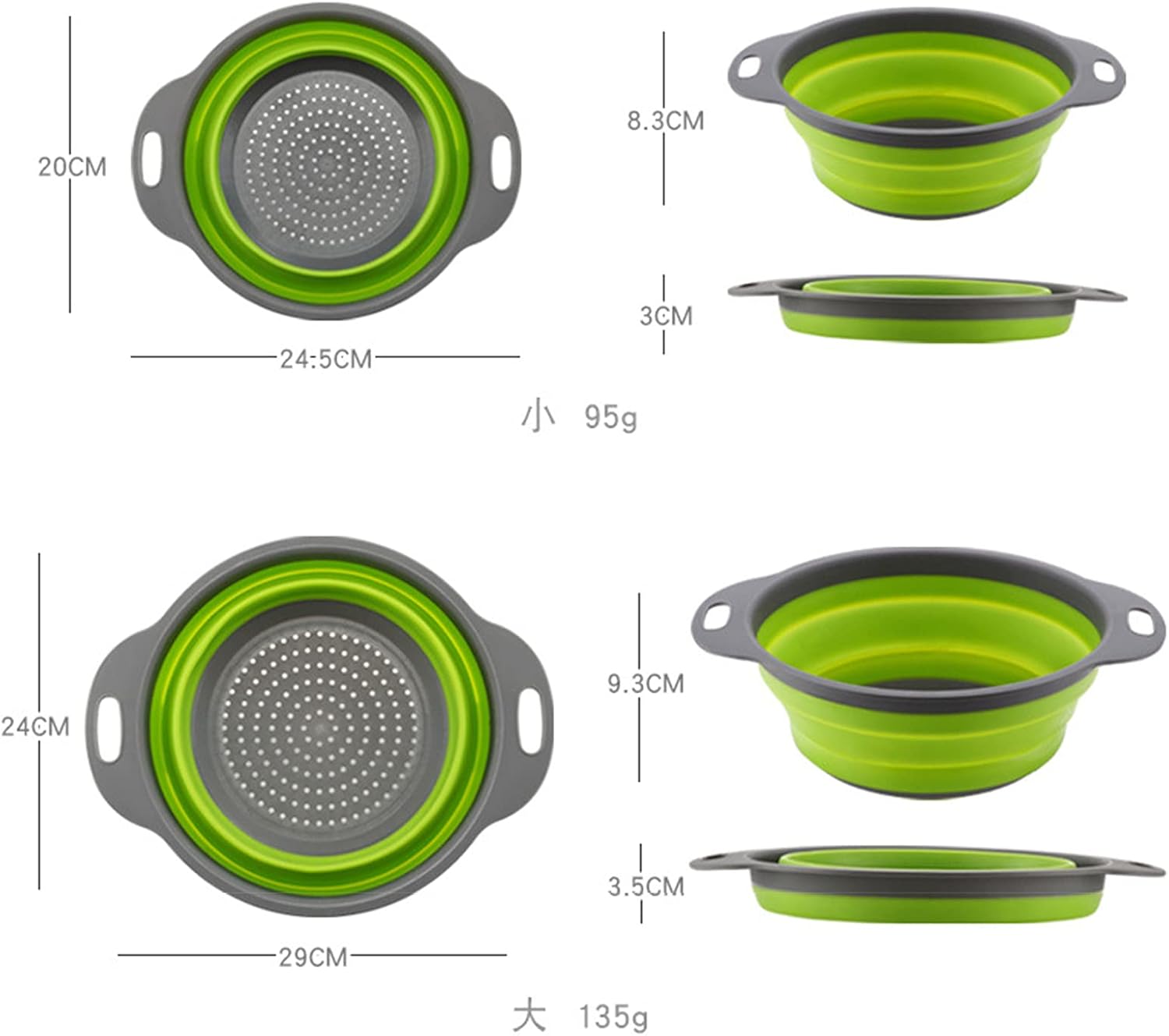 Passoire Multifonction En Plastique 27 Cm - Vert, Idéale Pour Pâtes Et Légumes, Poignées Ergonomiques - 8