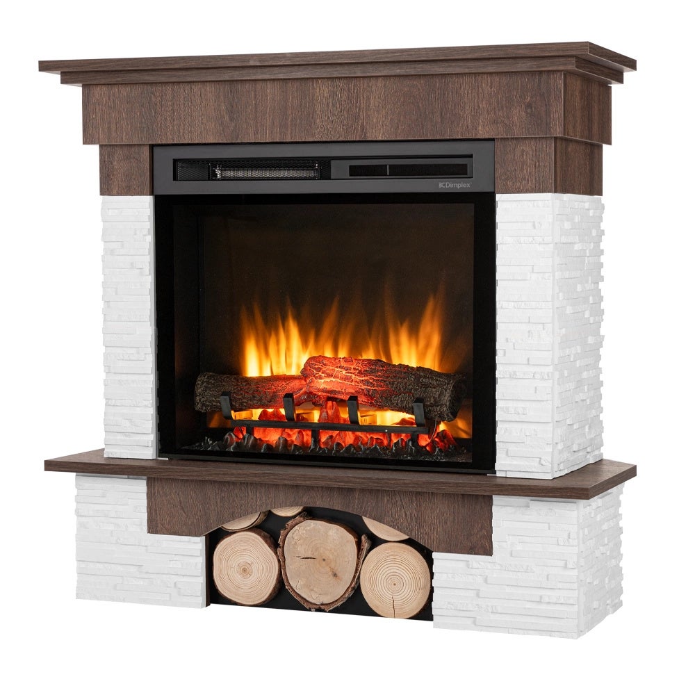 Kominek elektryczny 1400W ścienny 23" XHD grzewczy pilot LED dekor orzech Warmtec Porto