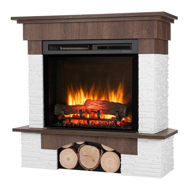 Kominek elektryczny 1400W ścienny 23" XHD grzewczy pilot LED dekor orzech Warmtec Porto