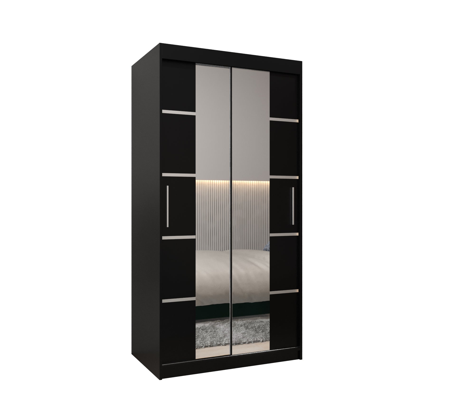 Szafa przesuwna garderoba Verona 4 100 x 62 x 200 cm Czarny + Czarny - Abiks Meble