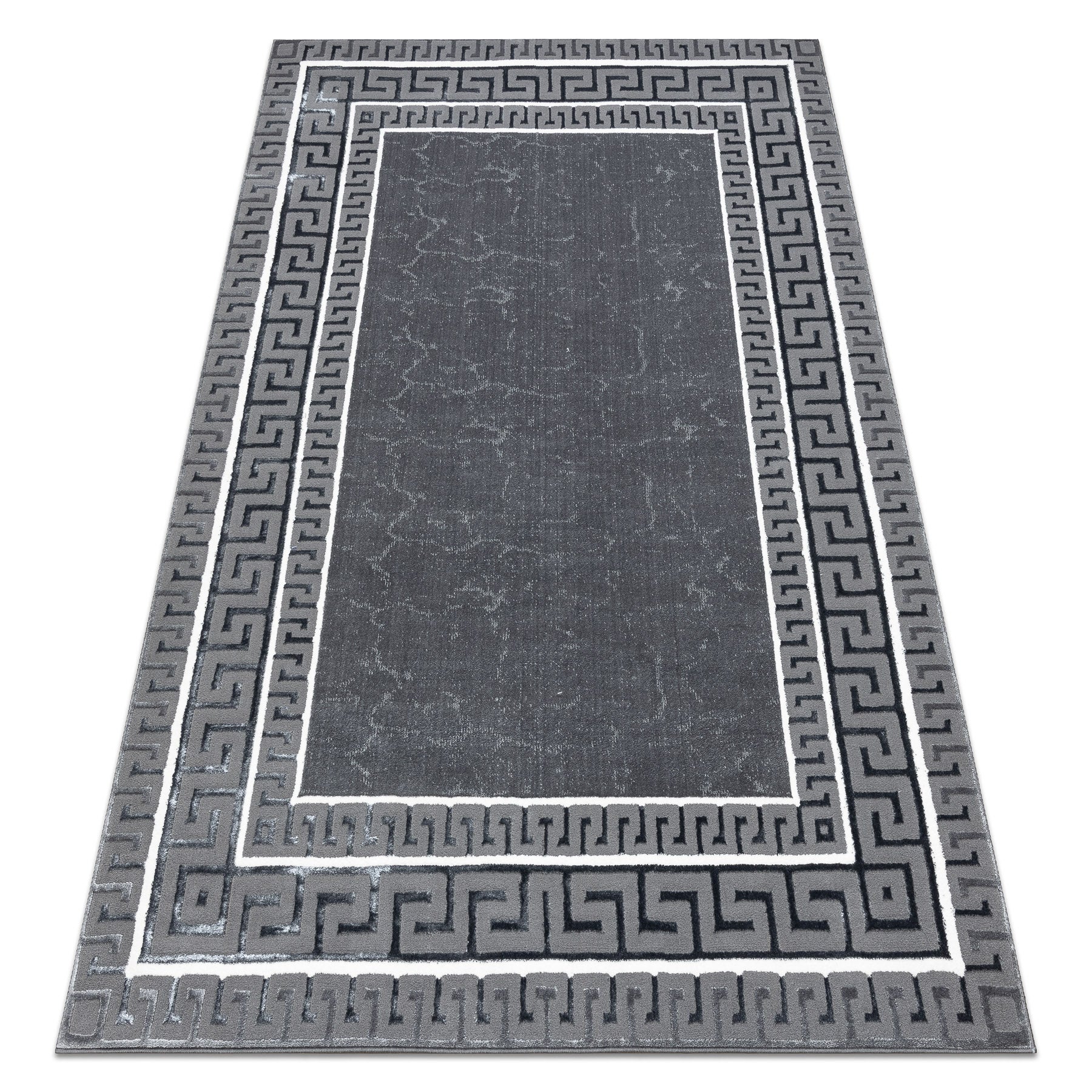 Dywan ALLURE 1960 Grecki klucz, ramka - Strukturalny, stylowy, glamour szary 200x290 cm