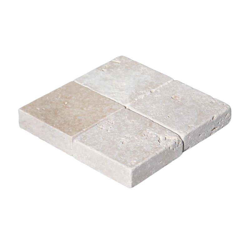 Pavé Travertin Beige Mix Vieilli 10x10x3 cm - Boîte de 1m² - 2