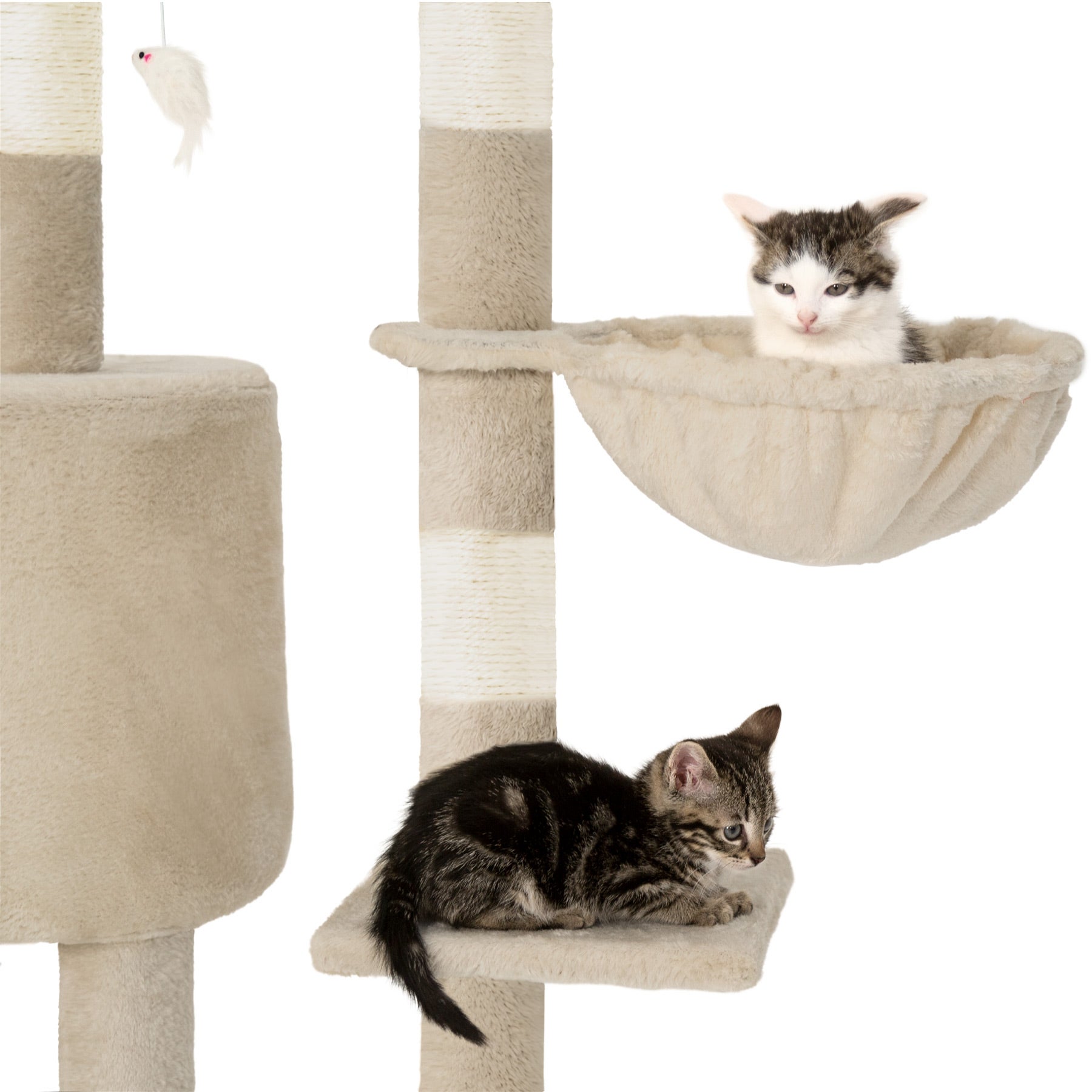 Arbre à chat de 142 cm de hauteur avec griffoir, hamac et peluches TECTAKE - 3