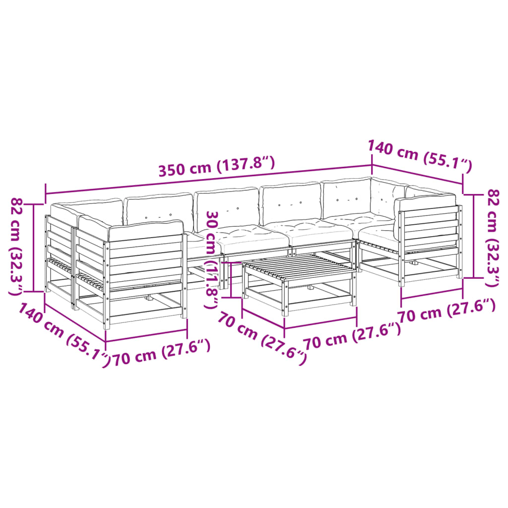 Salon bas de jardin en Bois Marron 14 personnes - 3