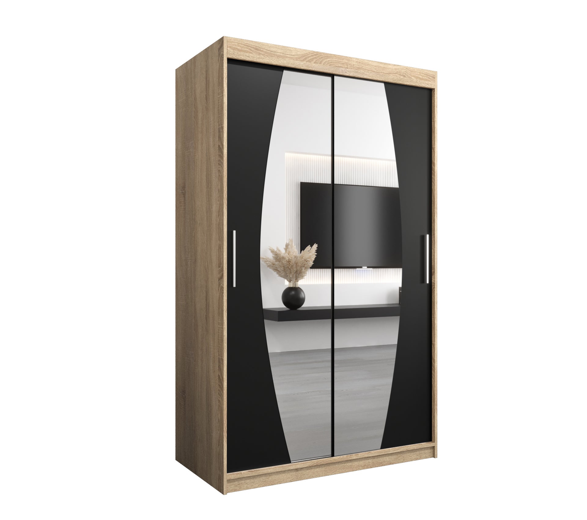 Szafa przesuwna garderoba ELYPSE 120 x 62 x 200 cm Sonoma + Czarny - Abiks Meble