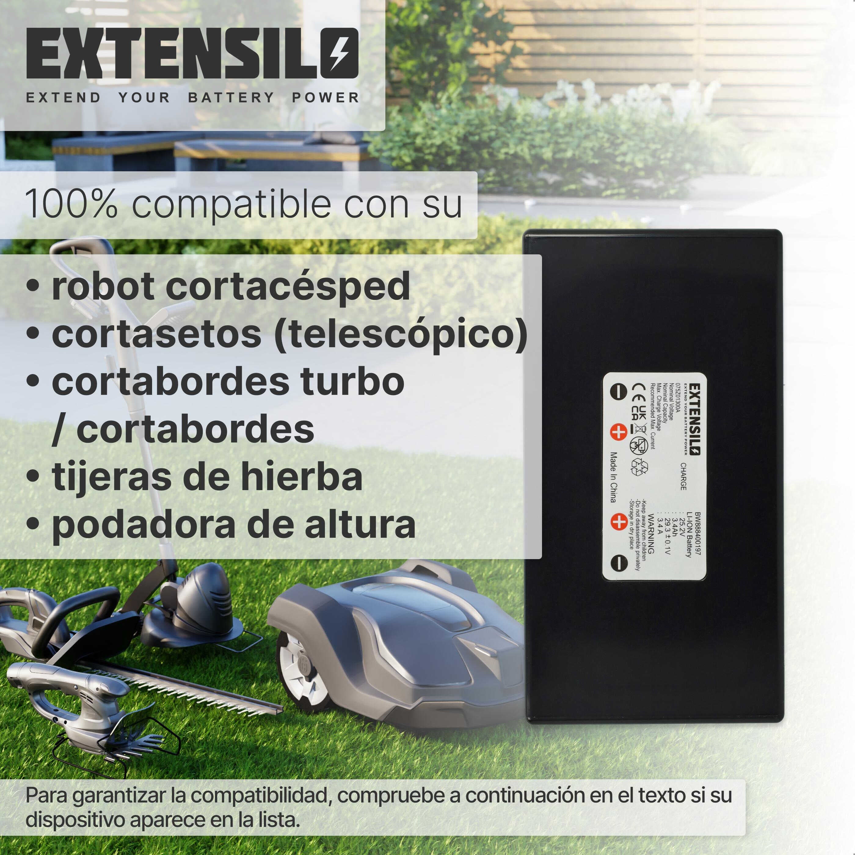 EXTENSILO Batterie compatible avec Alpina AR1 500 robot tondeuse (3400mAh, 25,2V, Li-ion) - 5