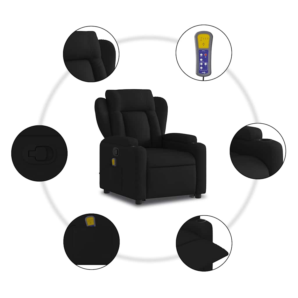 Fauteuil de massage inclinable Noir Tissu - 8