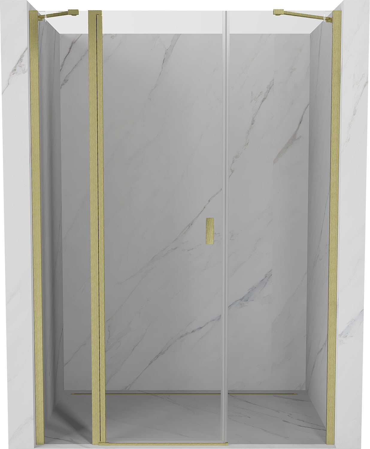 Mexen Mist drzwi prysznicowe uchylne 155 cm, transparent, złote szczotkowane - 8A4-155-001-55-00