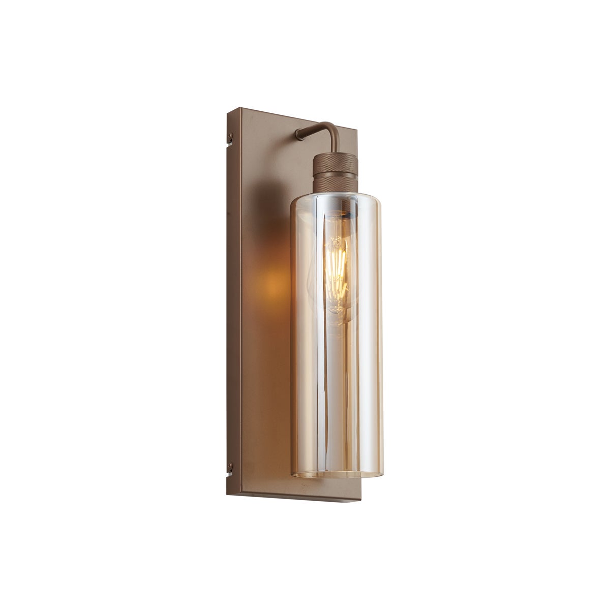 Lampa ścienna w stylu Hotel Chic ciemny brąz z bursztynowym szkłem - Stavelot