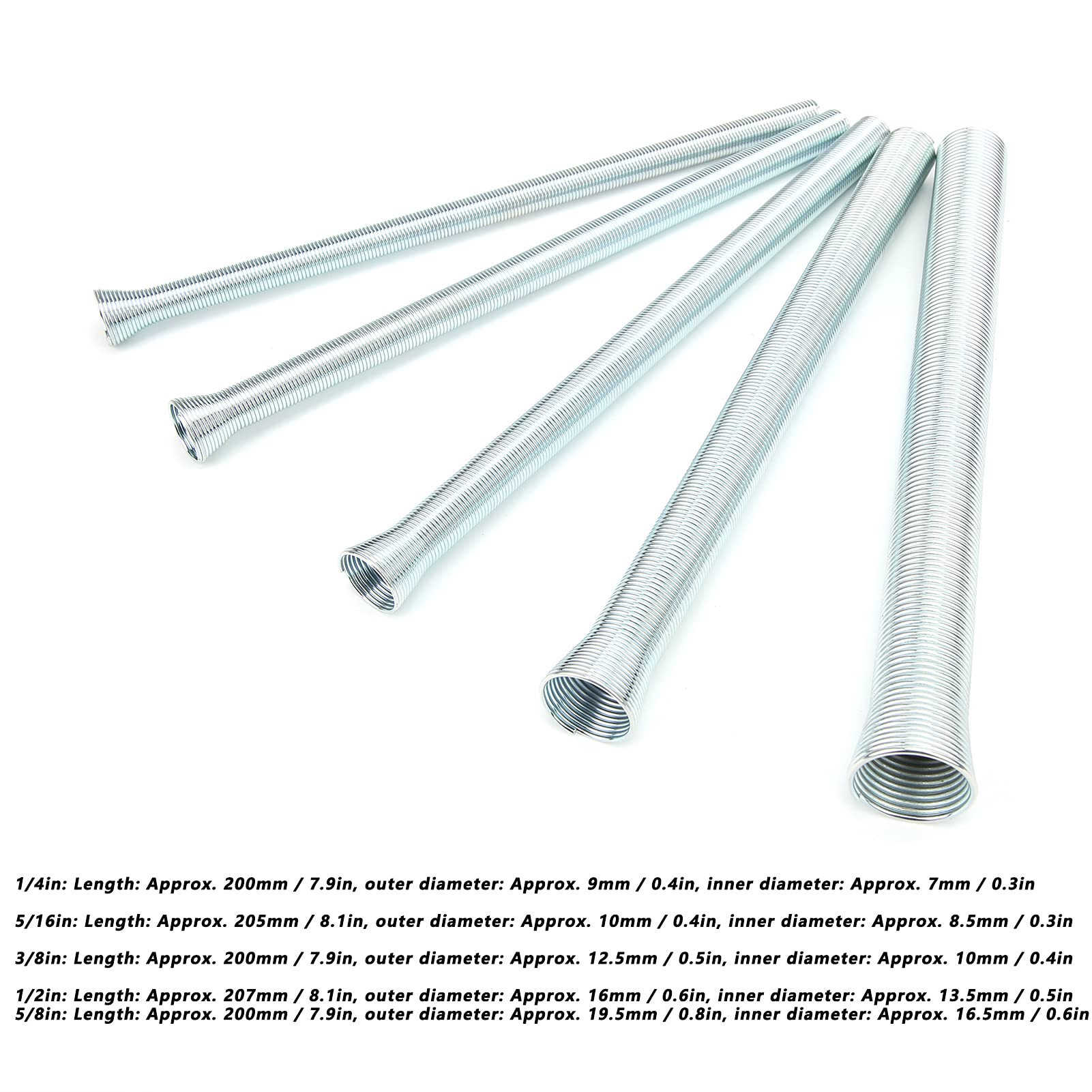 Lot de 5 ressorts de cintrage élastiques pour tubes souples courbés en acier à ressort - 7