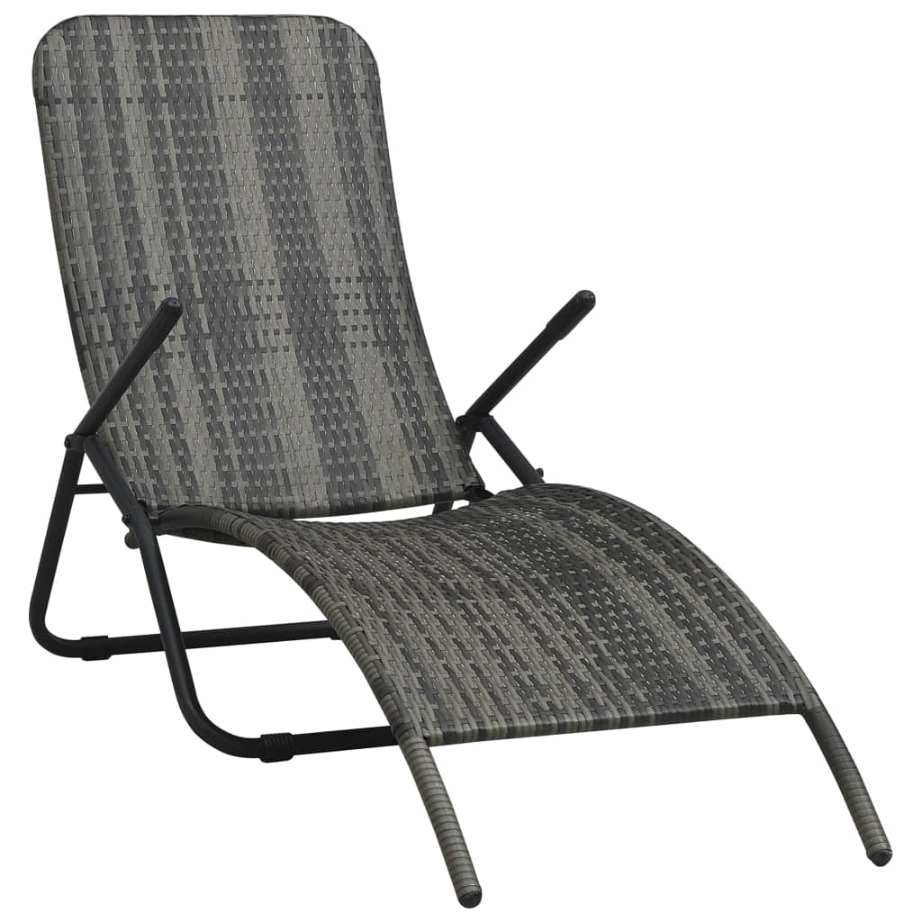 Chaise longue | Bain de soleil | Transat de relaxation pliable Résine tressée Gris CFW599240 - 2