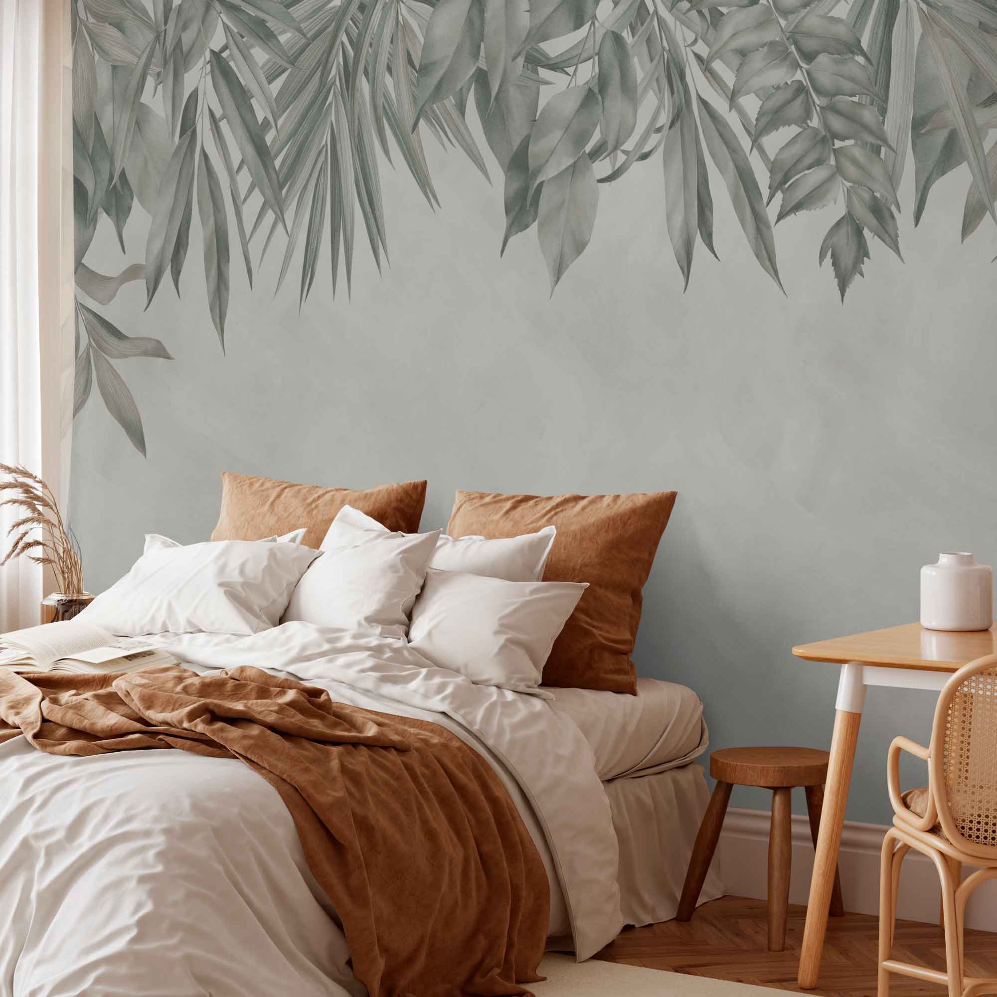 Mural vinílico autoadhesivo,texturizado, impermeable y con tintas ecológicas. greenery soft 385x260