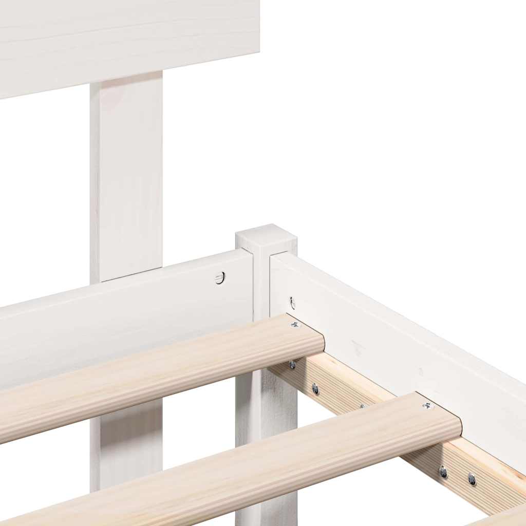 Cadre de lit en bois de pin massif blanc, pour la chambre, 120 × 190 cm - 8