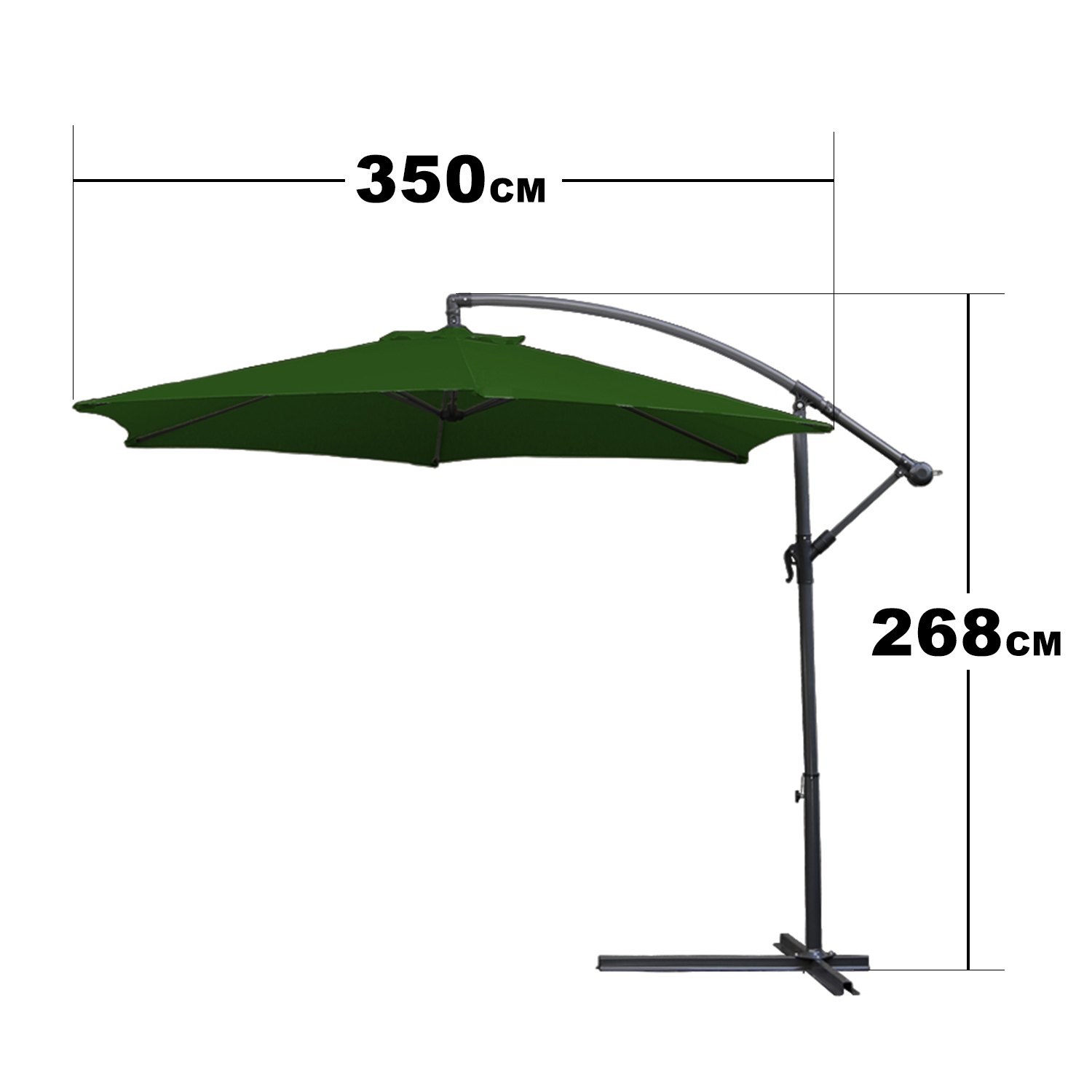 Parapluie 3.5m Parasol avec LED Alu pivotant Parasol jardin terrasse balcon vert - 2