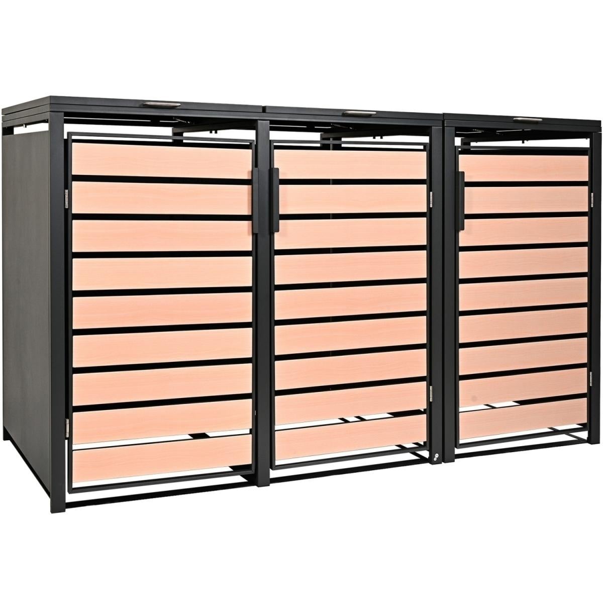 Habillage De Poubelle Métal STILISTA Pour 3 Poubelles 240L - Anthracite - Avec Aération