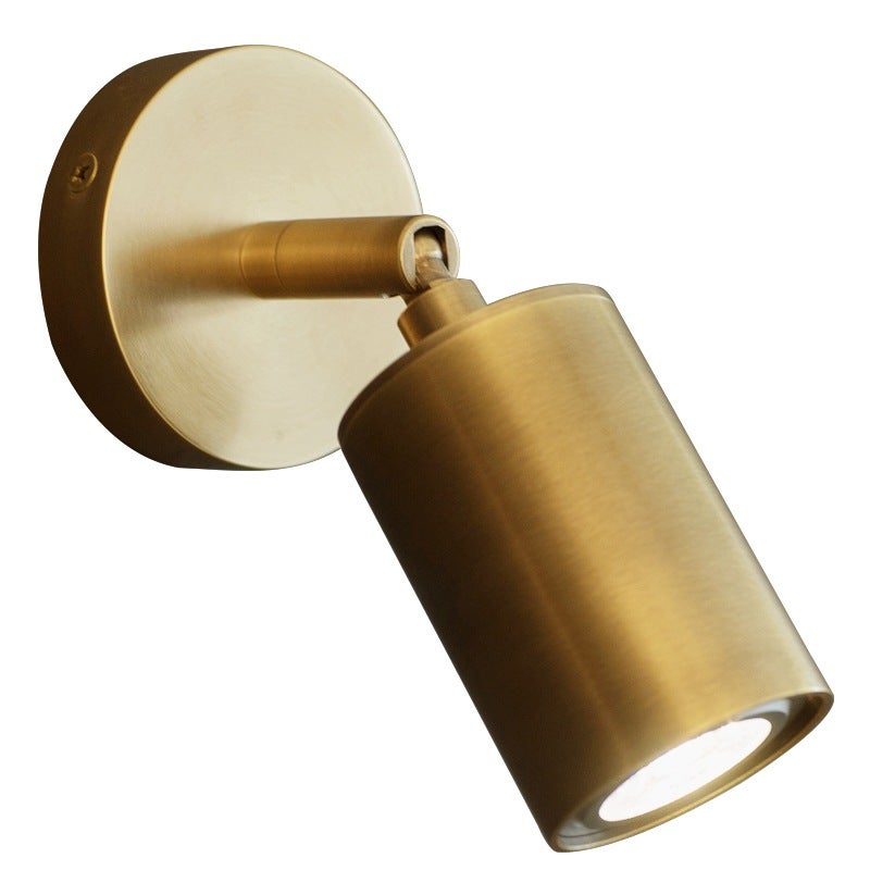 Całkowicie miedziana lampa ścienna do sypialni głównej, prosta lampka nocna, mała, obrotowa, z regulowanym kątem, z funkcją kołysania.