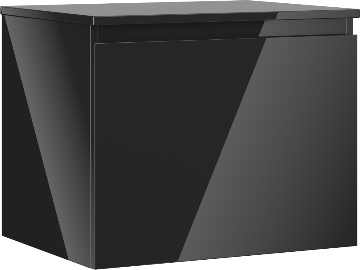 Mexen Orio szafka łazienkowa podumywalkowa 60 cm z blatem, 1 szuflada, czarna połysk - 91A10-06047-1-BFC70