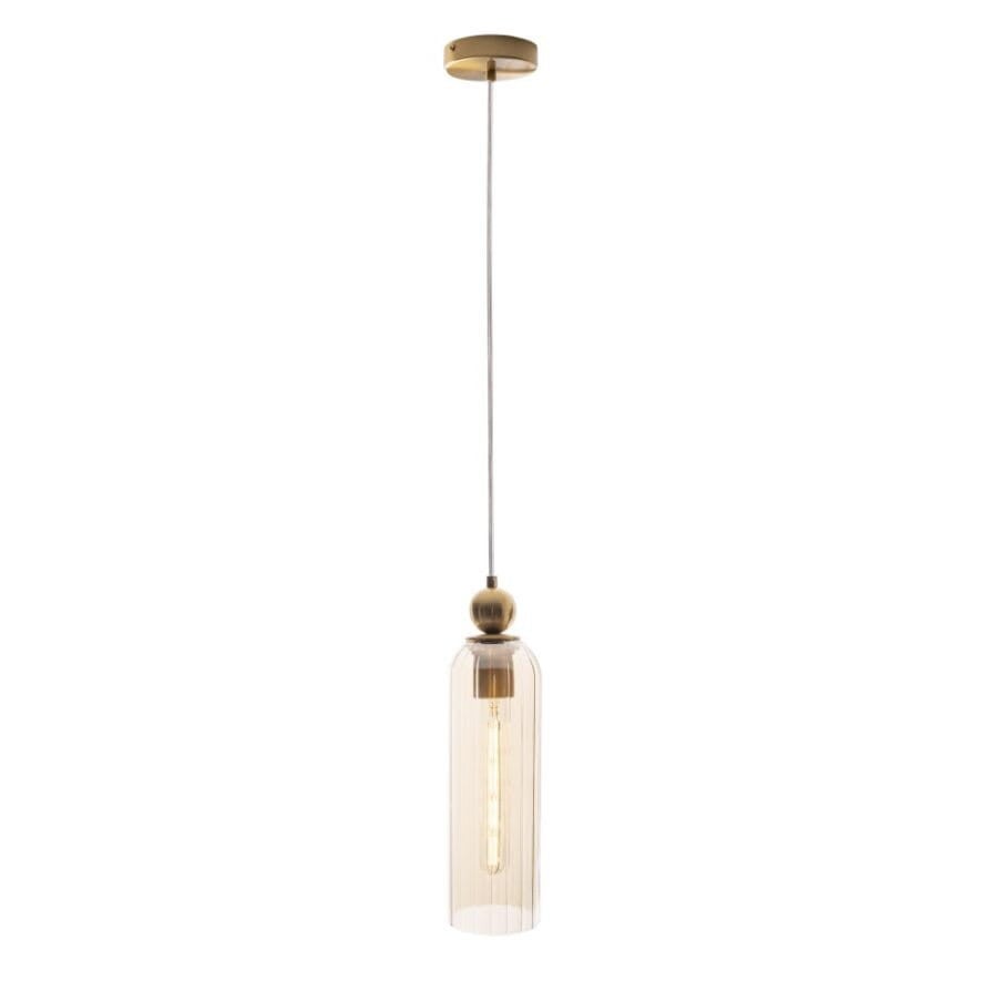 Lampa wisząca Campanila mosiężno-bursztynowa 1xE27x40W dekoracyjna wym: 155 x 10 x 10 cm metal Maxlight