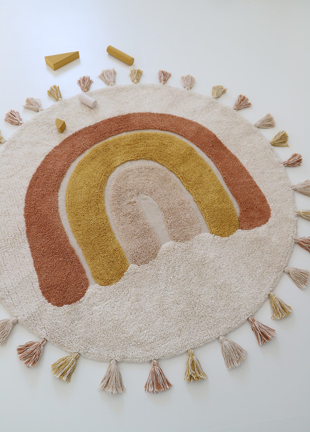 Tapis enfant coton lavable arc en ciel avec pompons RAINBOW TOFFEE - 2