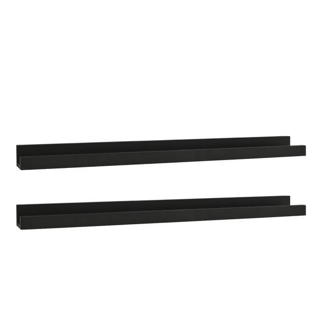 DUC Pack 2 estantes de madera maciza flotante tono negro 50cm