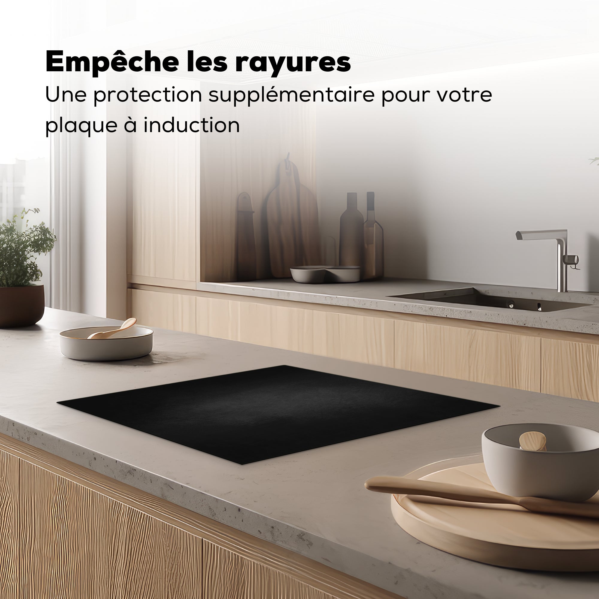PROTÈGE-PLAQUE, PLAQUE DE CUISSON, CÉRAMIQUE Béton - Noir - Gris - Texturé - Industriel Cuisine Accessoire 60x52 cm - 3