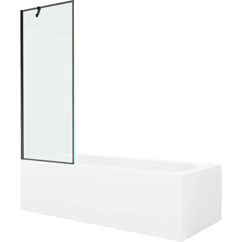 Mexen Vega wanna prostokątna 180 x 80 cm z obudową i parawanem 1-skrzydłowym 70 cm, czarny wzór - 550118080X9507007070