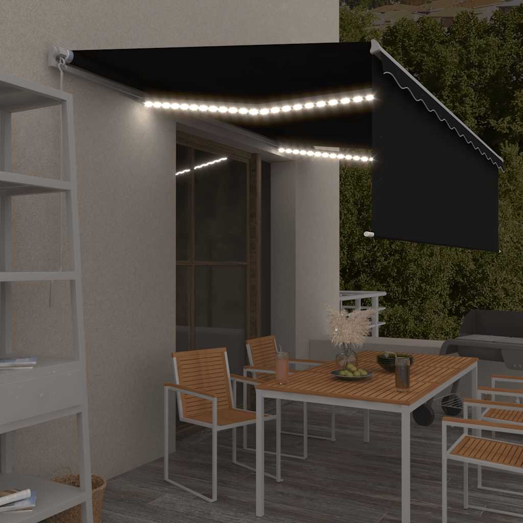 Toldo retráctil manual con persiana y luz led antracita 5x3 m vidaxl