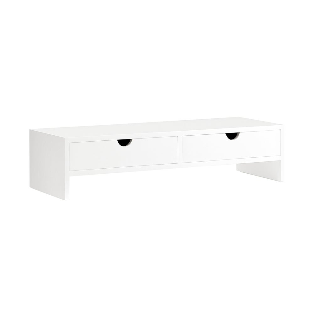SoBuy Podstawka pod monitor Monitory komputerowe Regał z 2 szufladami BBF02-W