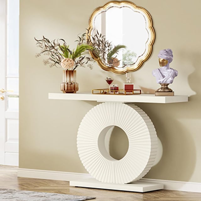 Mesa de consola Tribesigns,Mesa de entrada para sala de estar, corredor, quarto, estilo campestre,100 x 30 x 79 cm, Branco