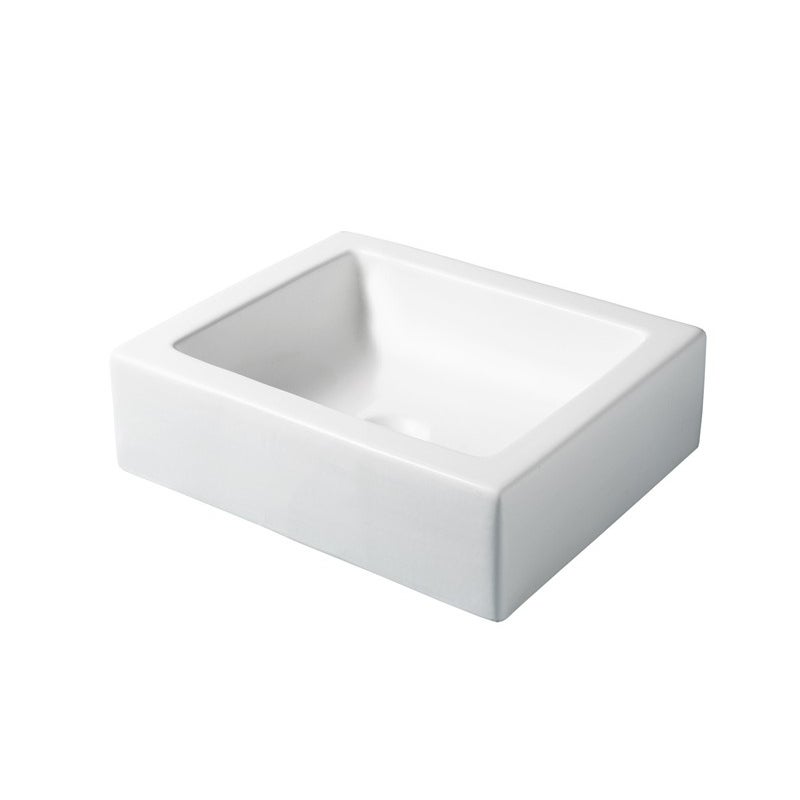 Vasque à poser carrée en céramique blanc - 2