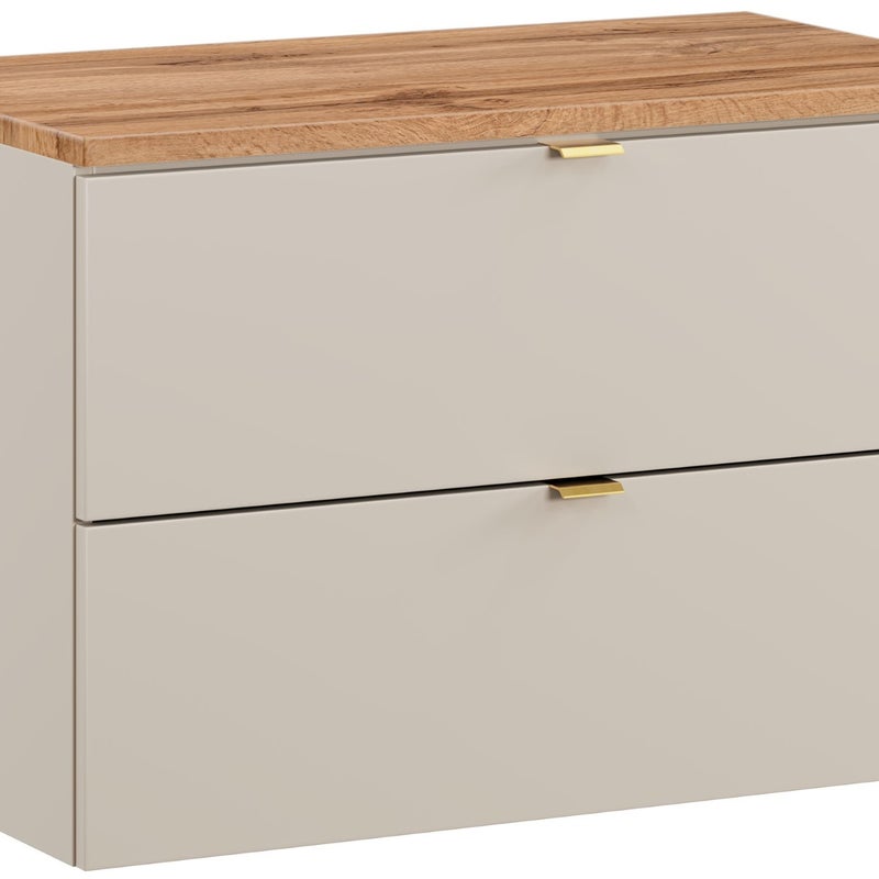 Szafka łazienkowa DALIA 80 cm kaszmir dąb wotan 2 szuflady wisząca