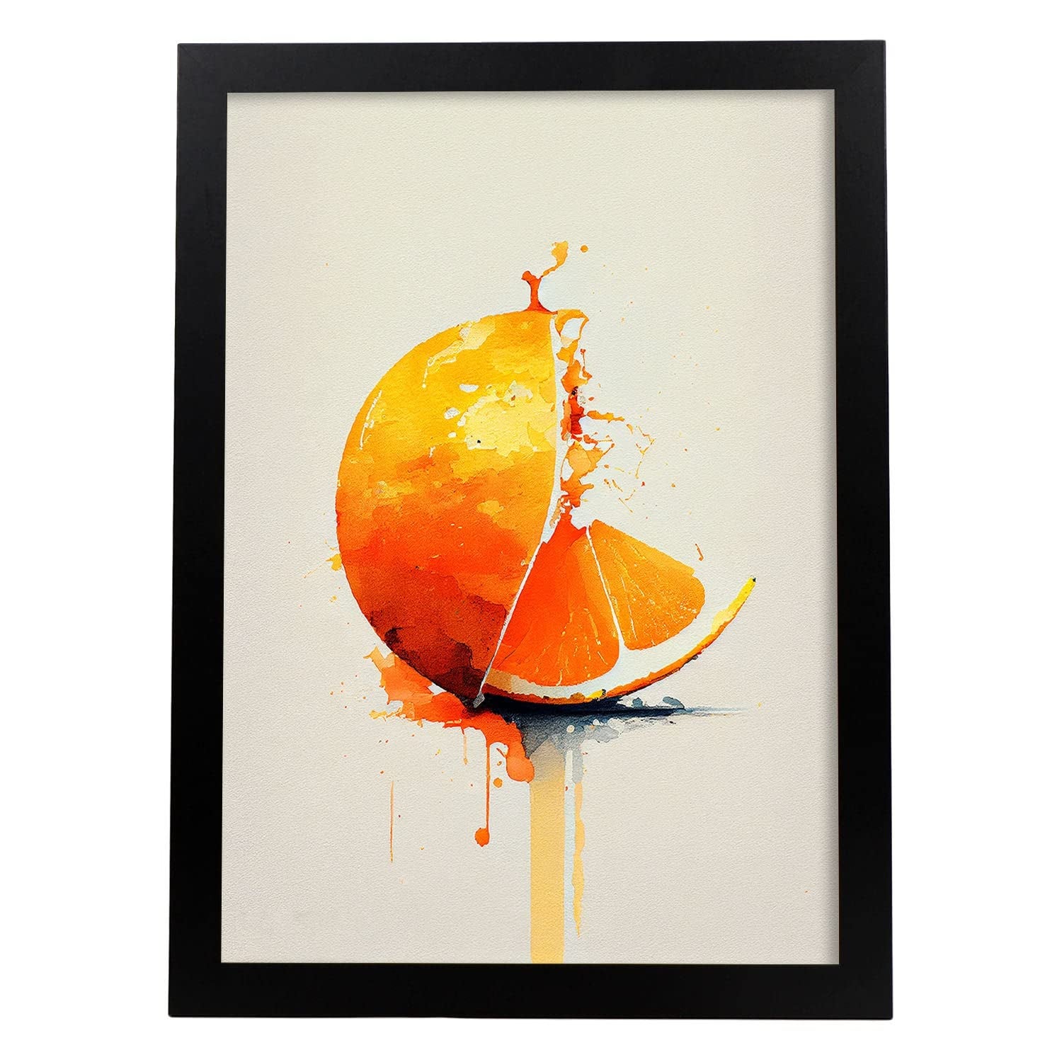 Nacnic poster de naranja a todo color ilustraciones de frutas verduras y comida sana en estilo acuarela diseño moderno y modelo 1 a3 con marco negro
