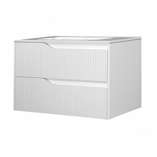 Mueble Baño Suspendido Fondo Reducido | 2 Cajones con Cierre Amortiguado y Lavabo Cerámico | 80cm Blanco Mate