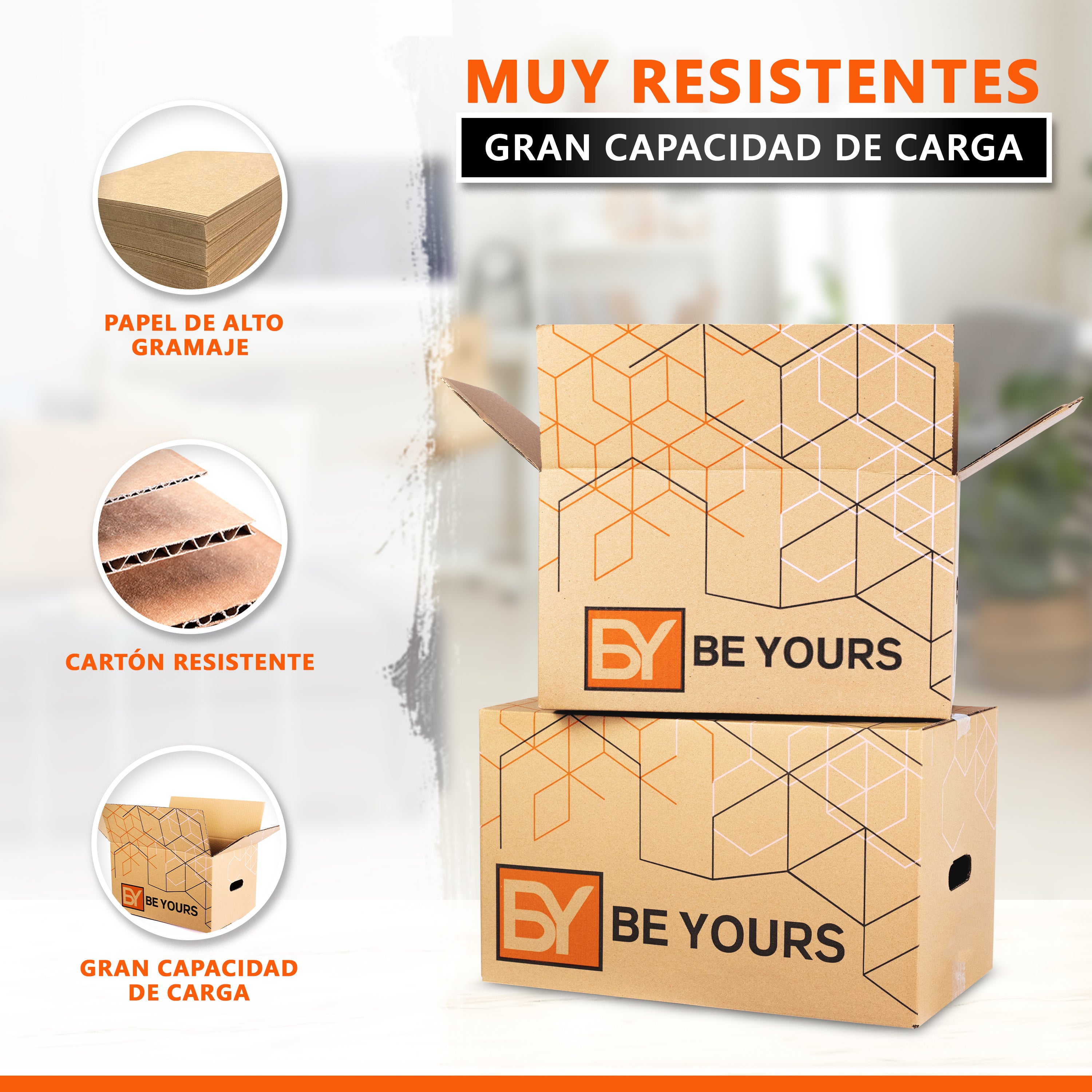 Pack de 20 Cajas de Cartón para Mudanzas 43x30x25 cm + Cinta Adhesiva, Con Asas Reforzadas para un Transporte Fácil y Seguro - 2