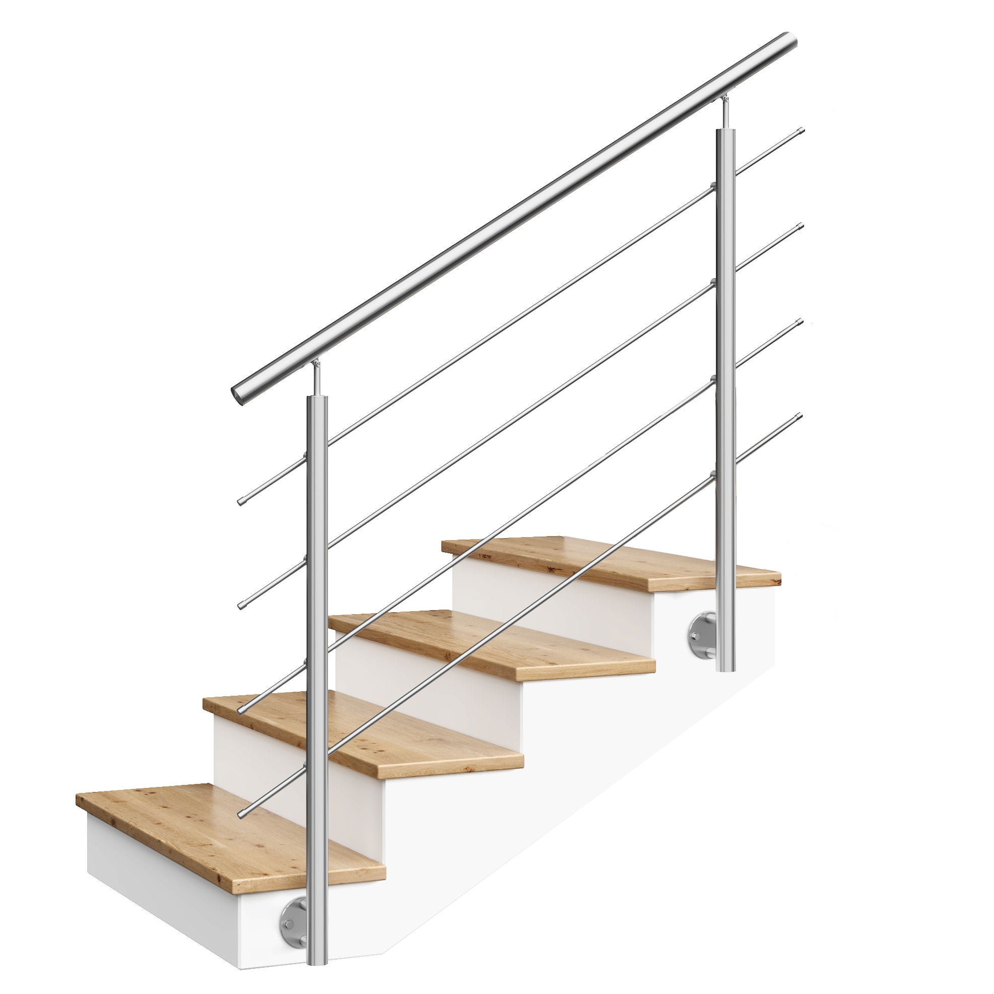 Balustrada schodowa - długość 150 cm, barierka AVIS, 4 x fi12 mm, stal nierdzewna, szlifowana
