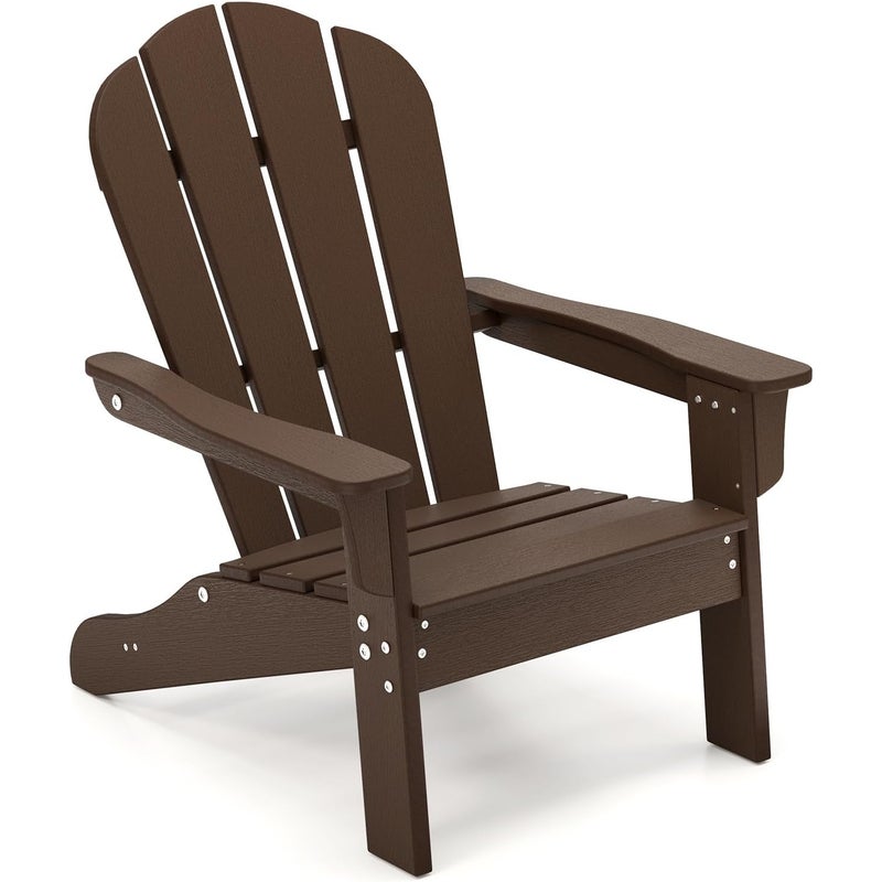 Krzesło Ogrodowe Adirondack dla Dzieci, Krzesło Ogrodowe z HDPE Odporne na Warunki Atmosferyczne z Szerokim Siedziskiem, Nośność 75 kg (Brązowe)