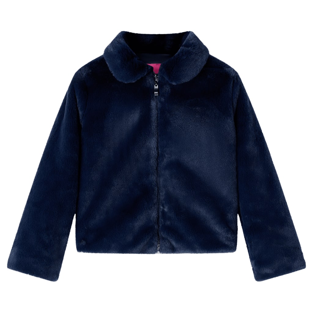 Cappotto Blu Marino per Bambini in Pelliccia Sintetica con